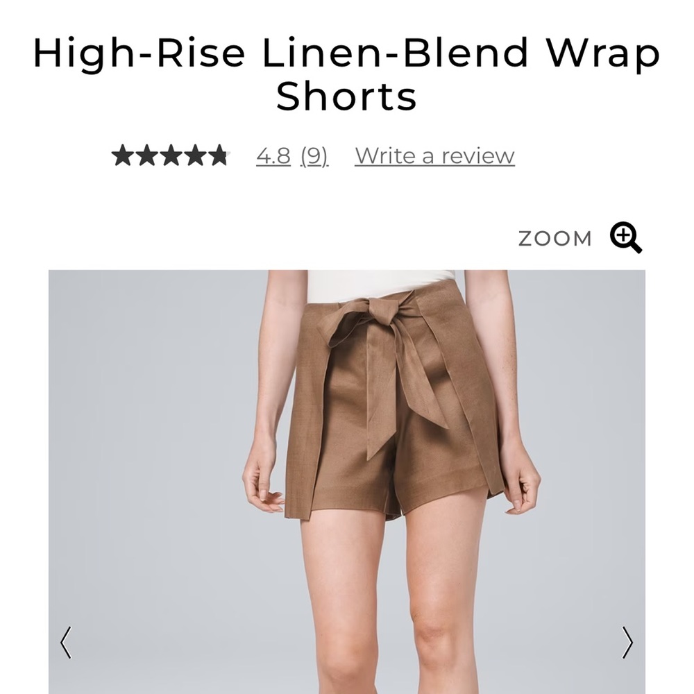WHBM High-Rise Linen-Blend Wrap Shorts